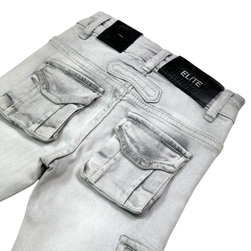 Elite Denim (Kids grey cargo Premium Stack Jean)