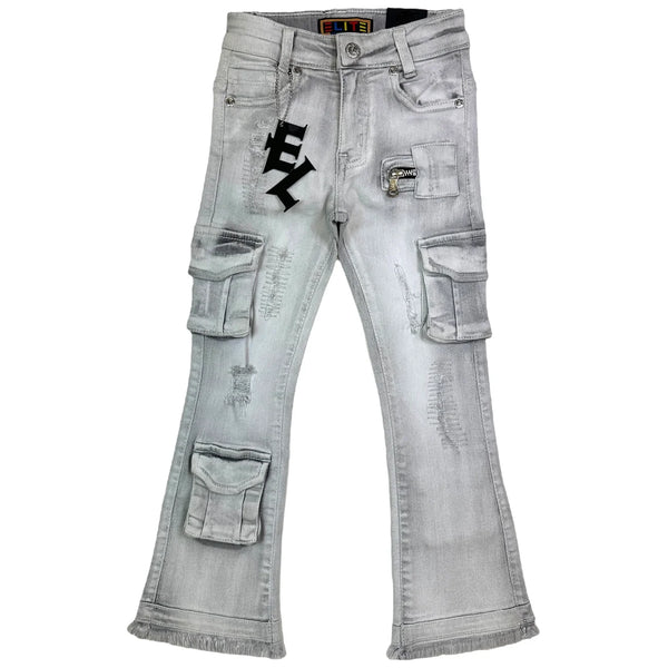 Elite Denim (Kids grey cargo Premium Stack Jean)