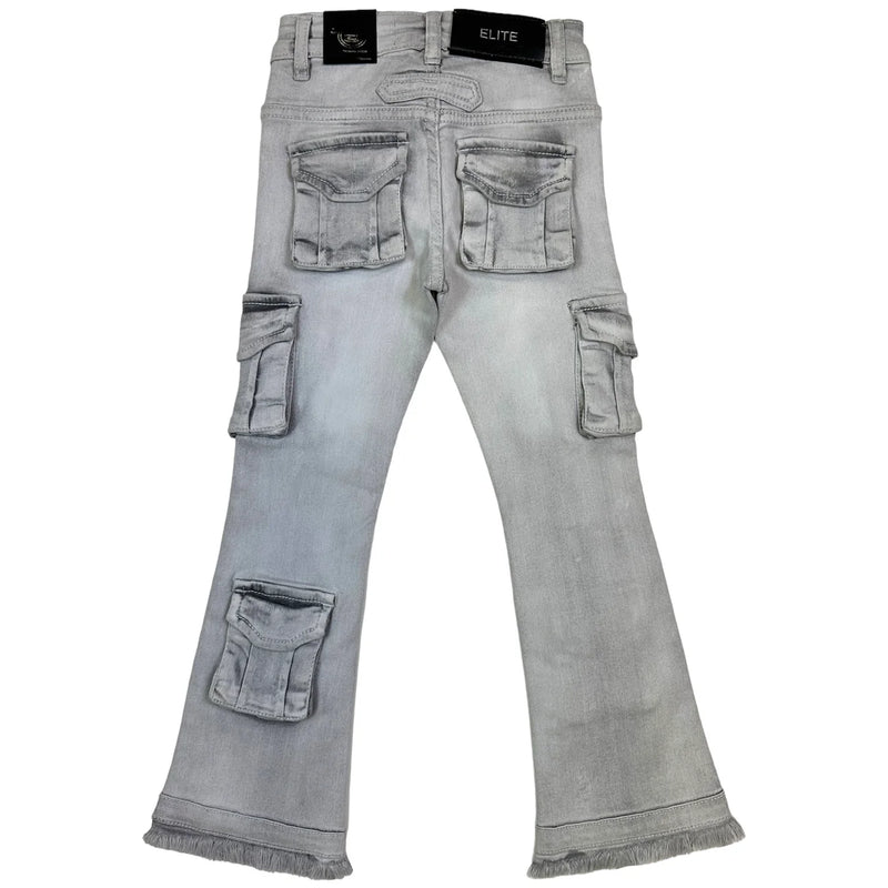 Elite Denim (Kids grey cargo Premium Stack Jean)