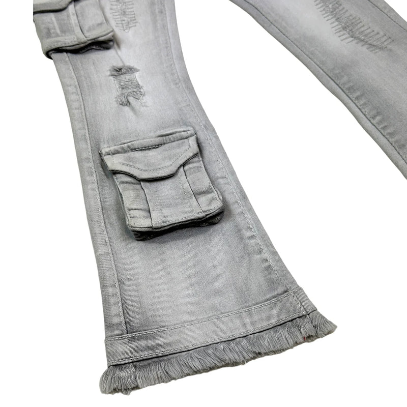 Elite Denim (Kids grey cargo Premium Stack Jean)