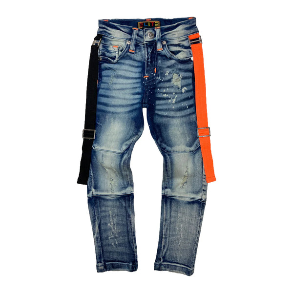 Elite denim (kids solar flare black/orange strings jean)