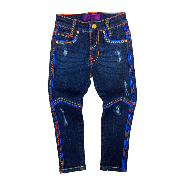 Elite denim (kids girls dark blue furry denim set)