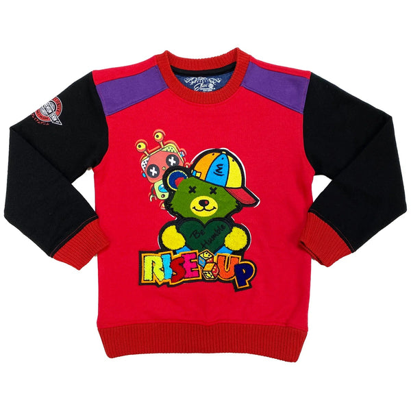 Elite denim (kids Red/Purple “rise up sweater)