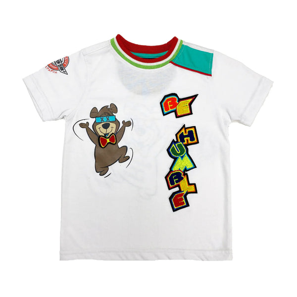 Elite denim (kids boy “white/ turquoise be humble  t-shirt)