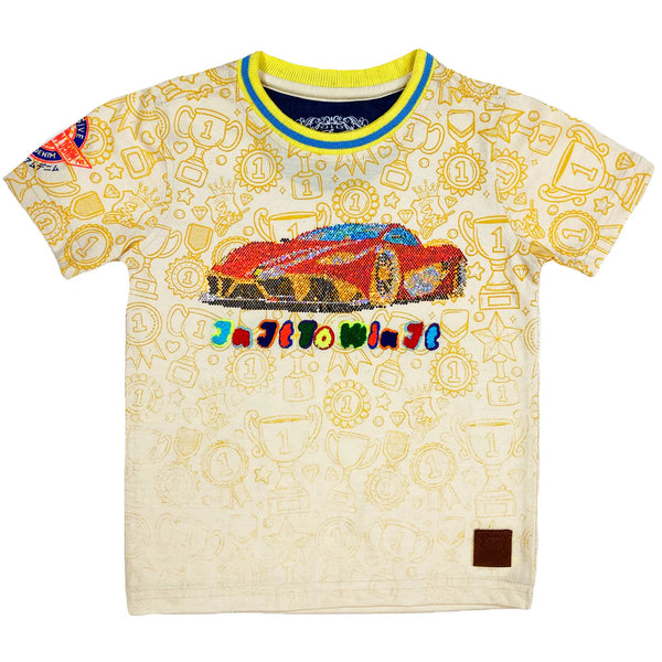 Elite denim (kids boy “ Yellow Raider premuim stone t-shirt)