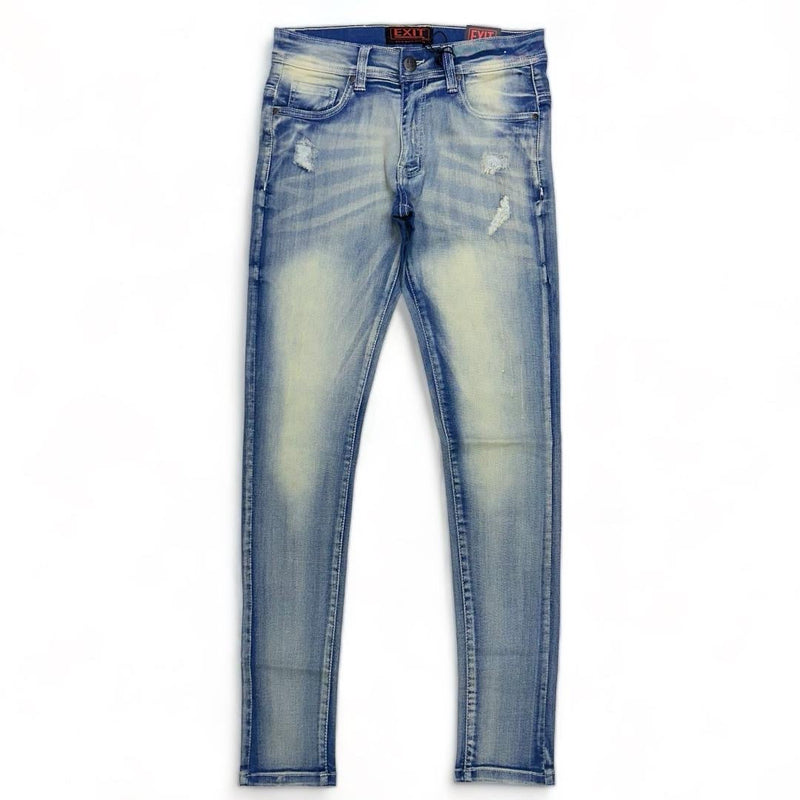 Exit (Men’s dark blue vintage Distressed Super Skinny Jean)