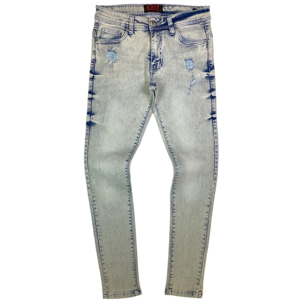 Exit (Men's light blue/ dark blue Distressed Slim fit Jean)