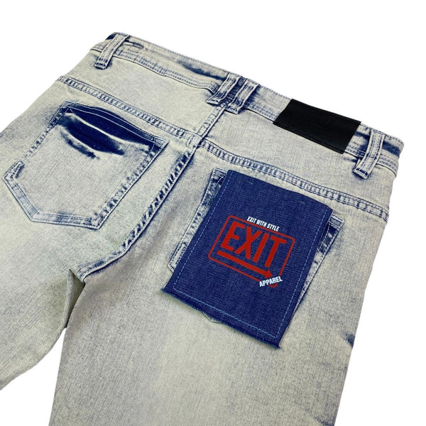 Exit (Men's light blue/ dark blue Distressed Slim fit Jean)