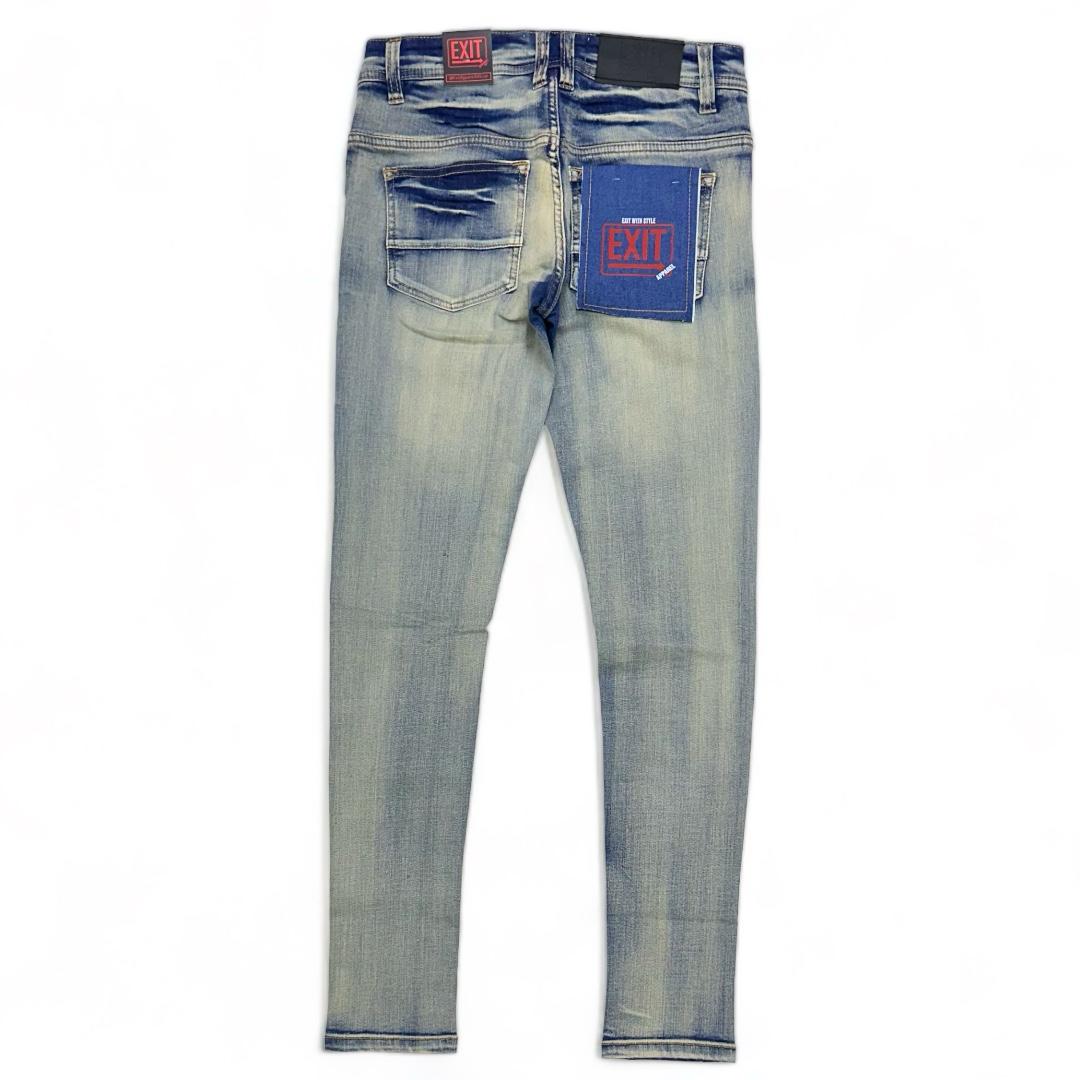 Exit (Men’s light blue vintage wash Distressed super Skinny Jean)