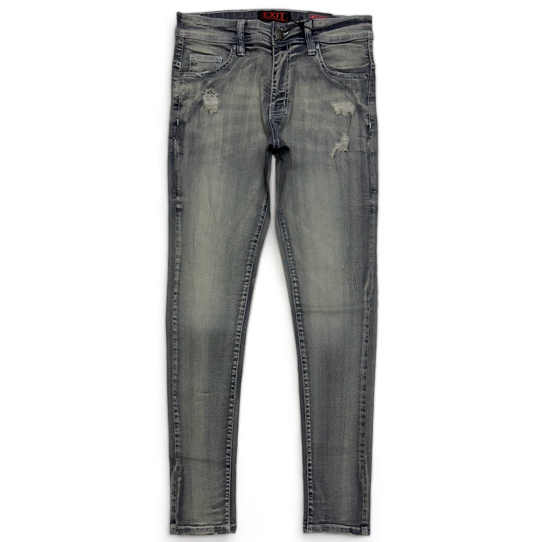 Exit (Men's Slate Grey Distressed Slim fit Jean)