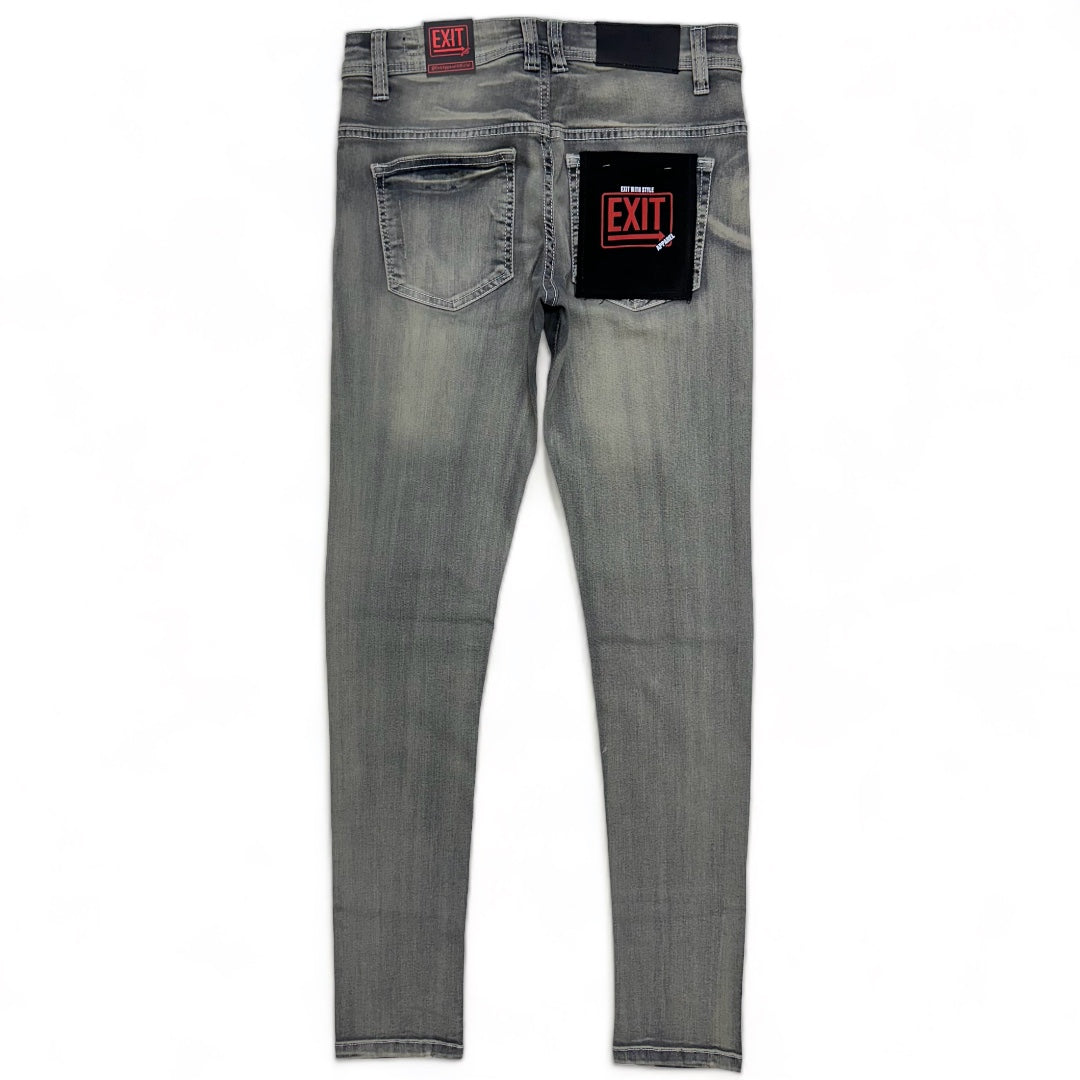 Exit (Men's Slate Grey Distressed Slim fit Jean)
