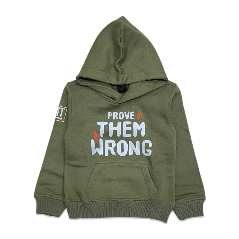 Exit kids Army green prove them wrong hoodie