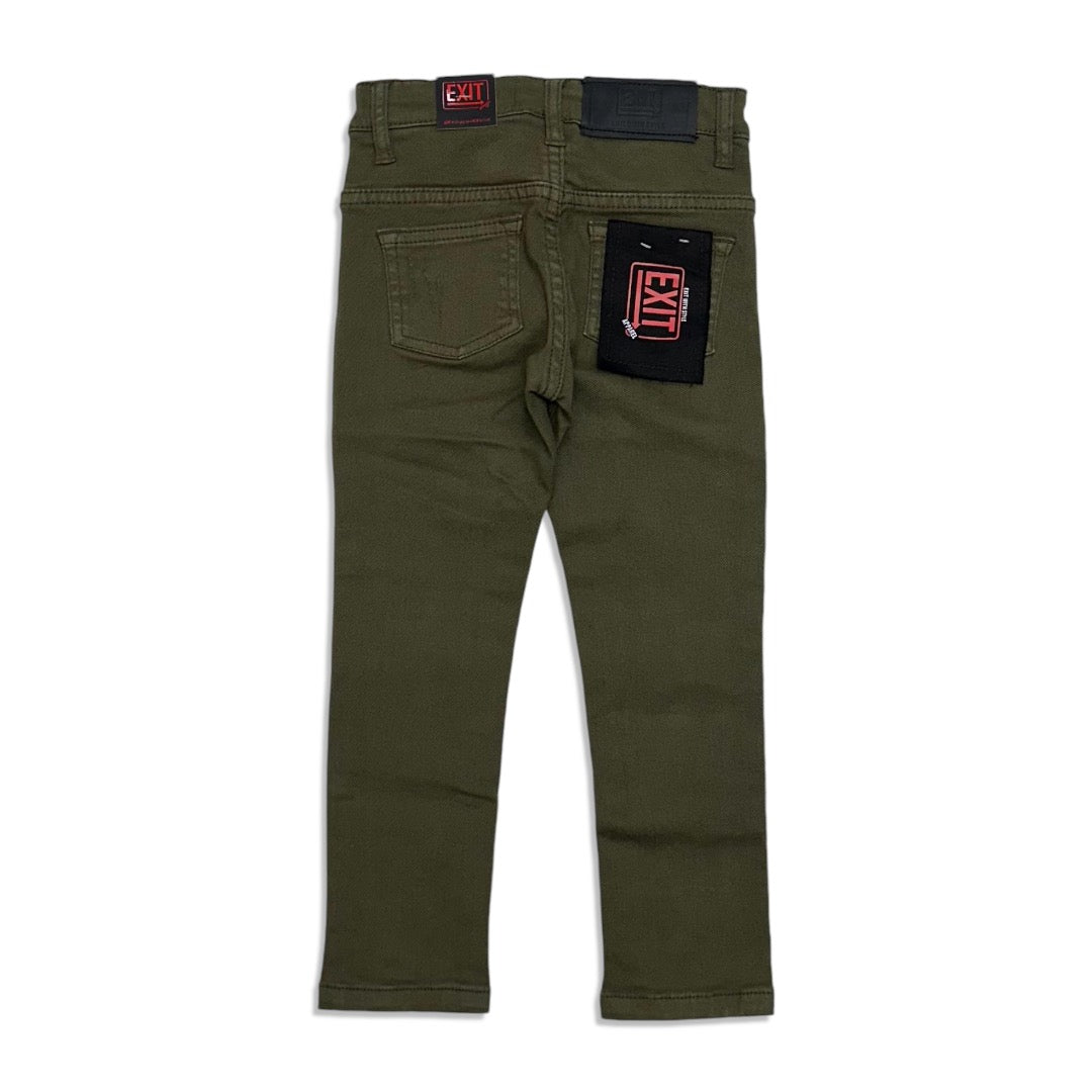Exit kids Army green cut patch skinny jean