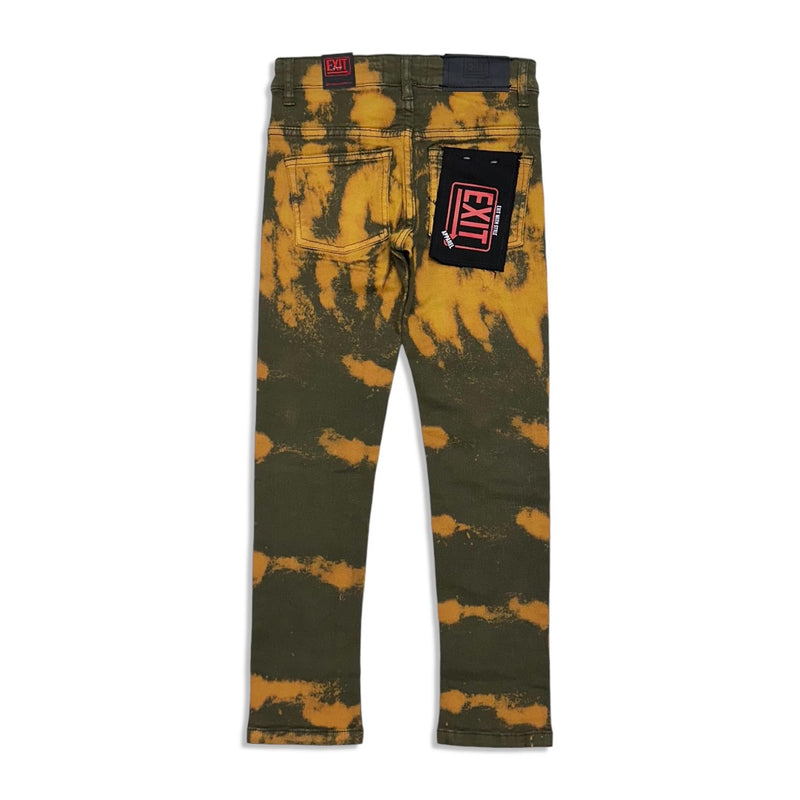 Exit kids army/orange wash cut patch skinny jean