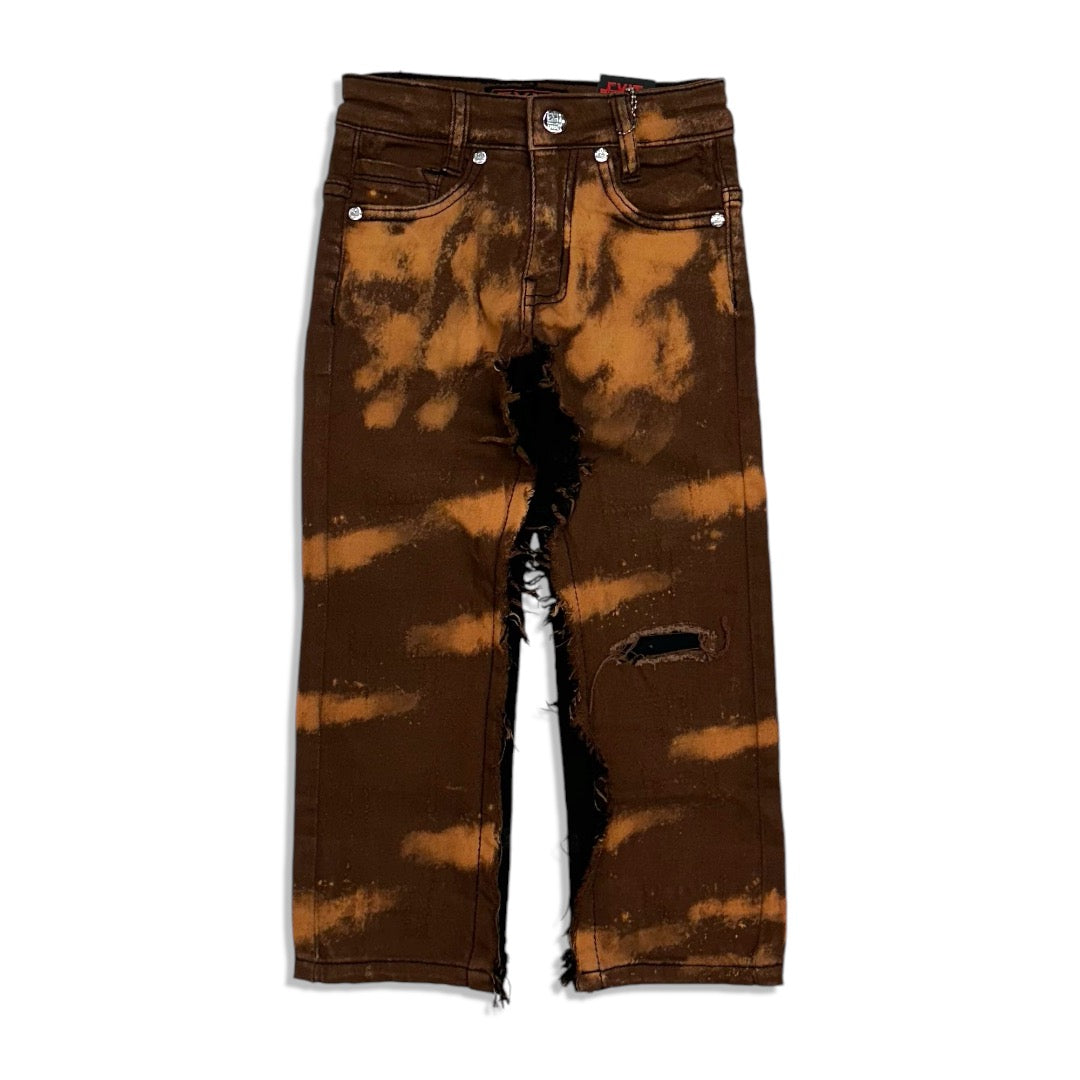 Exit kids brown peach wash slim fit designer jean
