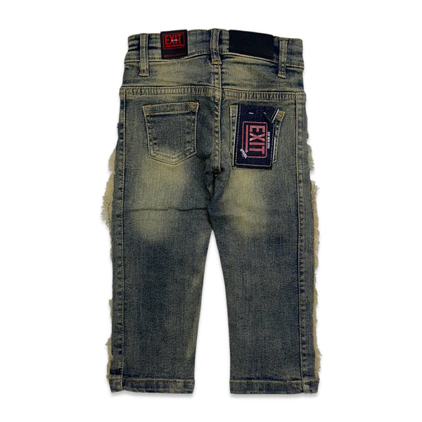 Exit (Kids Dark blue tan wash designer jean -25072)