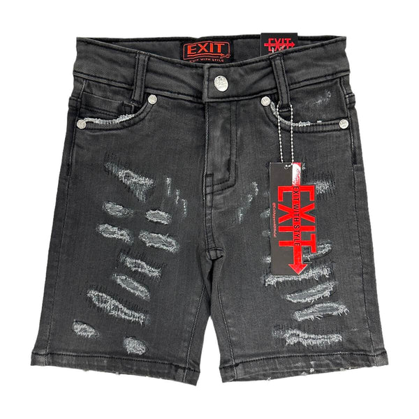 Exit (Kids Charcoal Grey Distress Denim Short)