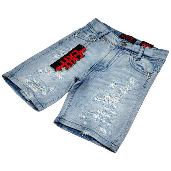 Exit (Kids Light Blue Distress Denim Short)