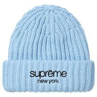 Supreme Chunky Rib Classic Logo Beanie Light Blue