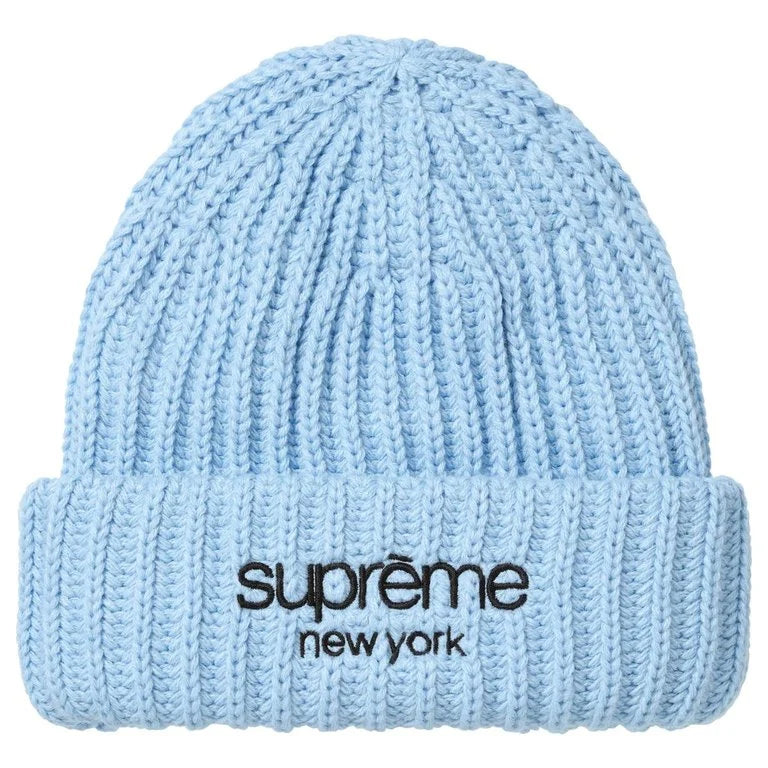 Supreme Chunky Rib Classic Logo Beanie Light Blue