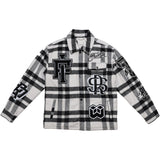 First Row (Black all over logo multi patches shacket jacket)