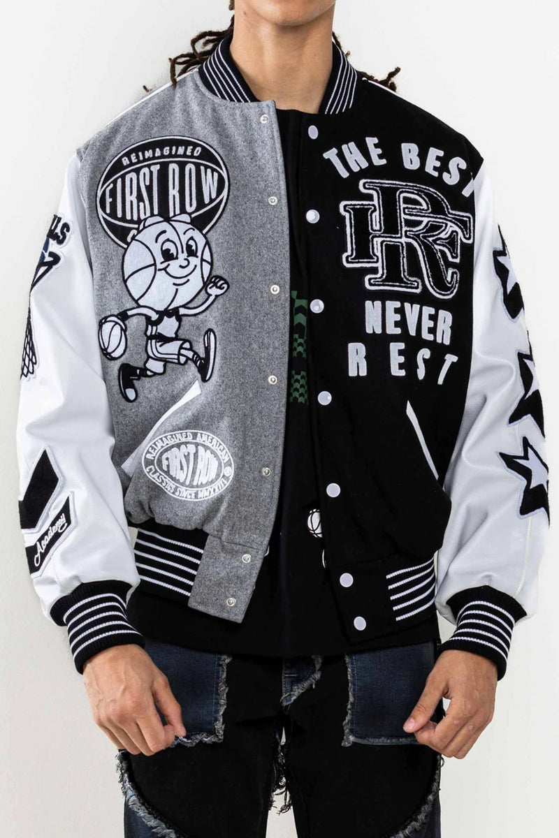 First Row Black Best Never rest varsity jacket