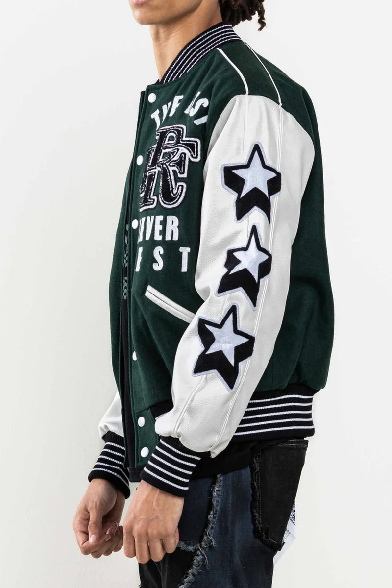 First Row Forest green Best Never rest varsity jacket