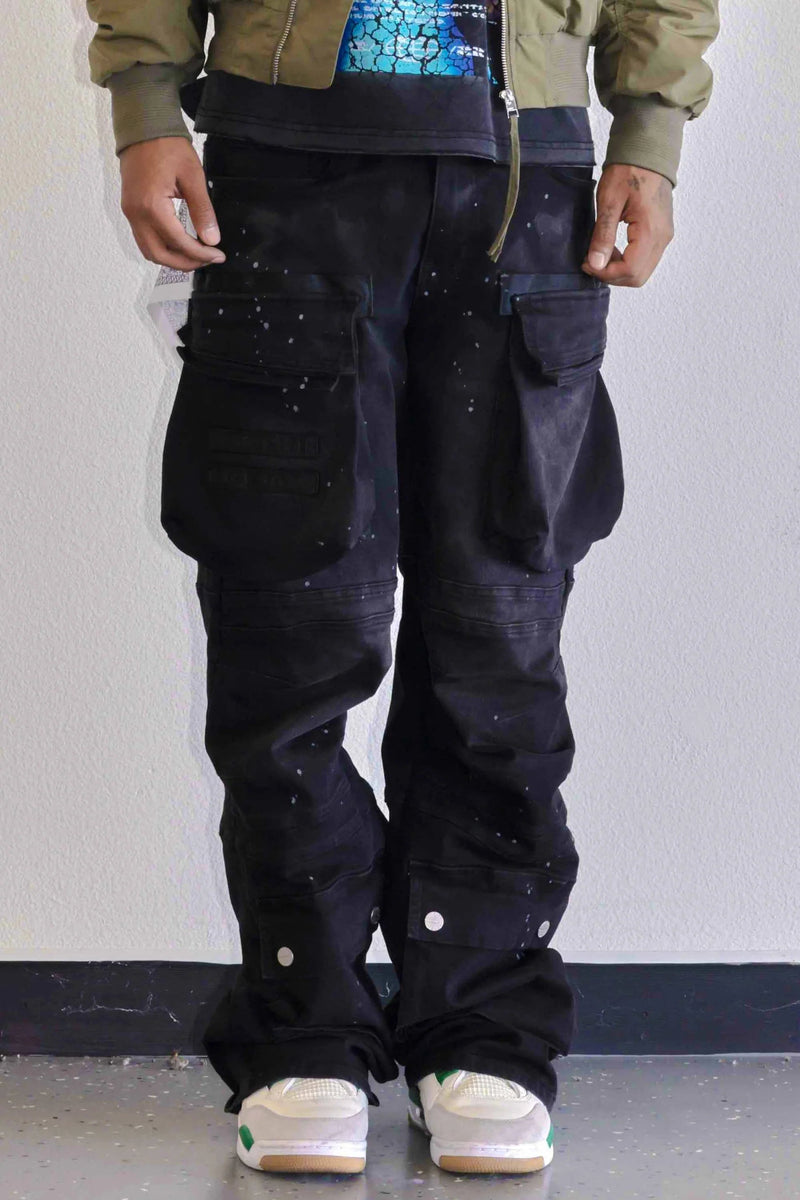 First Row (Black y2k utility cargo pant)