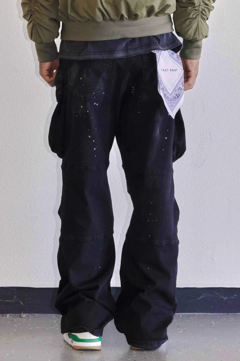 First Row (Black y2k utility cargo pant)