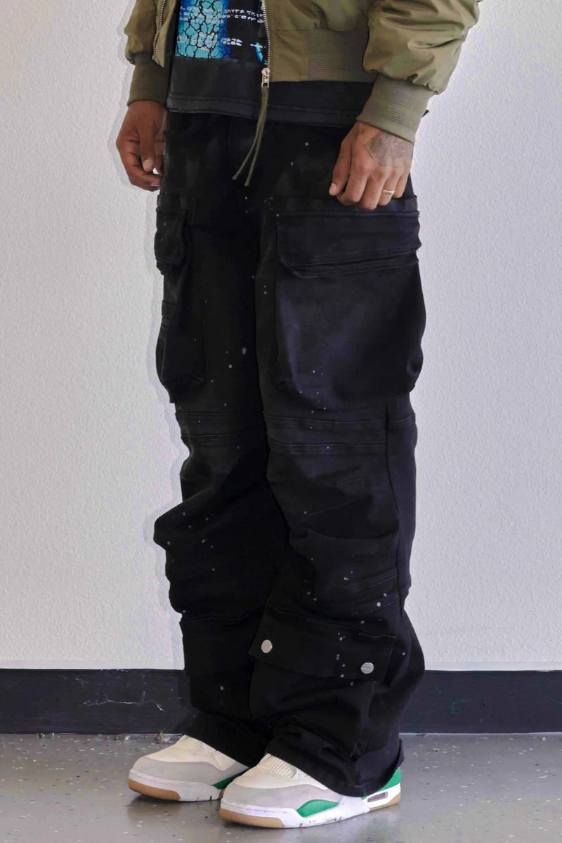 First Row (Black y2k utility cargo pant)