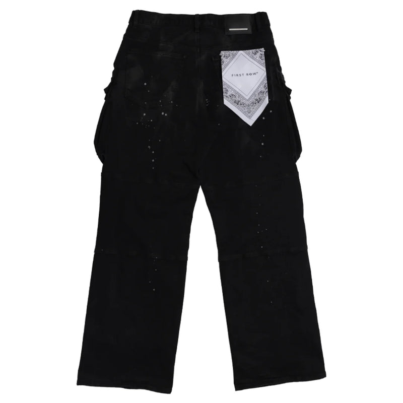 First Row (Black y2k utility cargo pant)