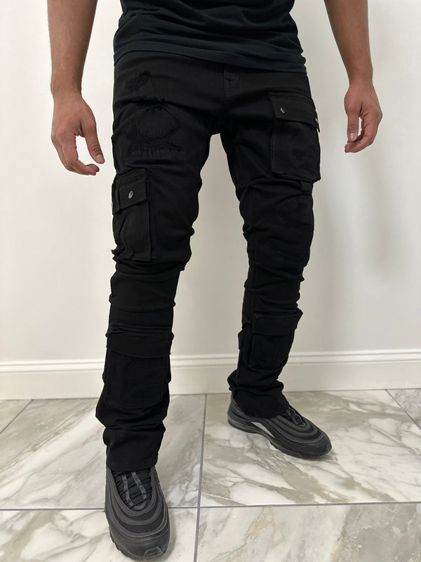 Focus denim (Black cargo stacked jean)