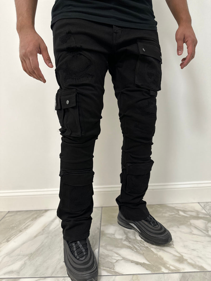 Focus denim (Black cargo stacked jean)