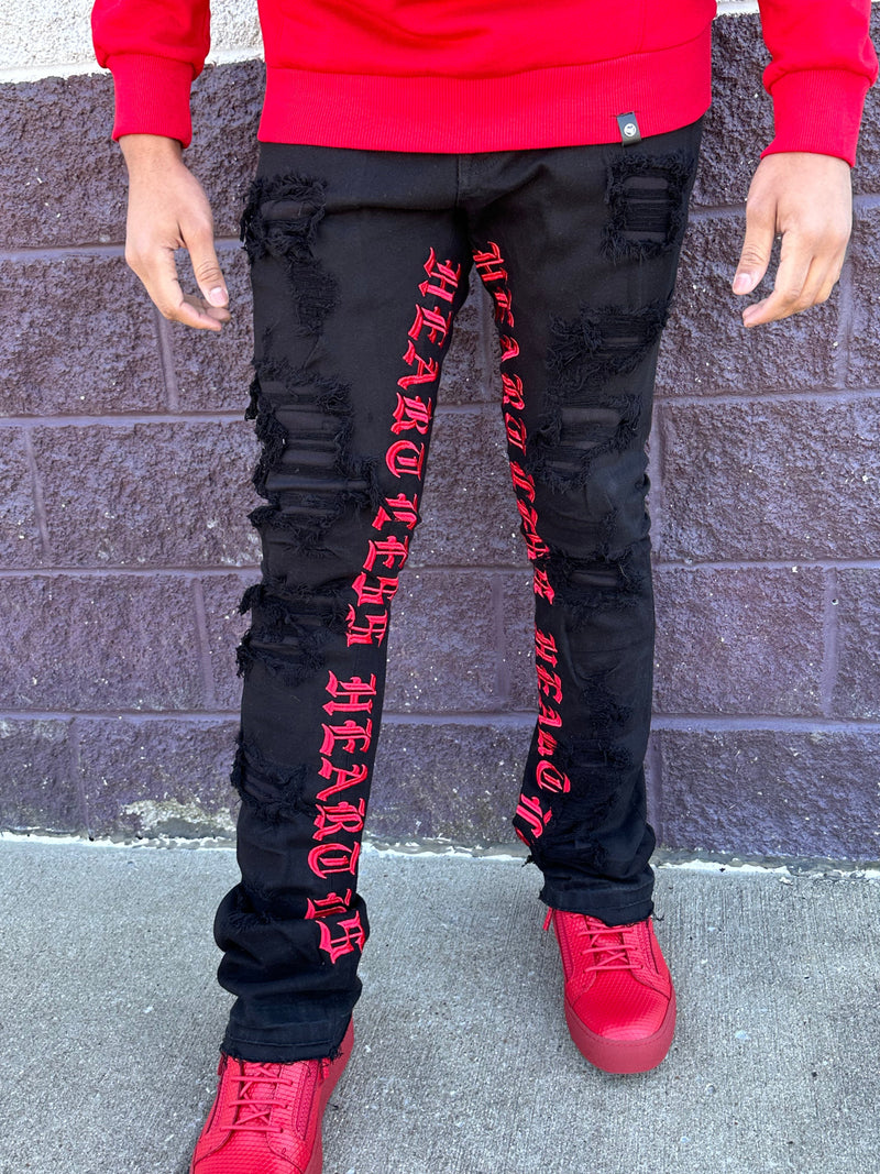 Focus Denim (Black /Red Skinny "heartless Stacked Jean)