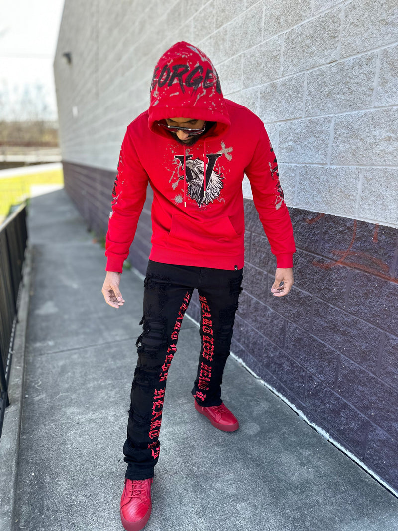 Focus Denim (Black /Red Skinny "heartless Stacked Jean)