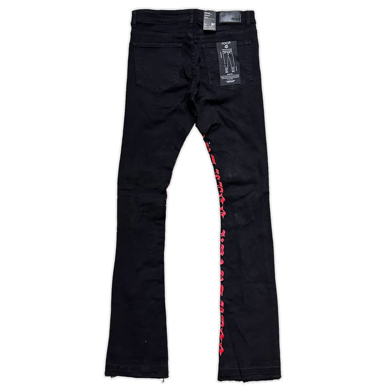 Focus Denim (Black /Red Skinny "heartless Stacked Jean)