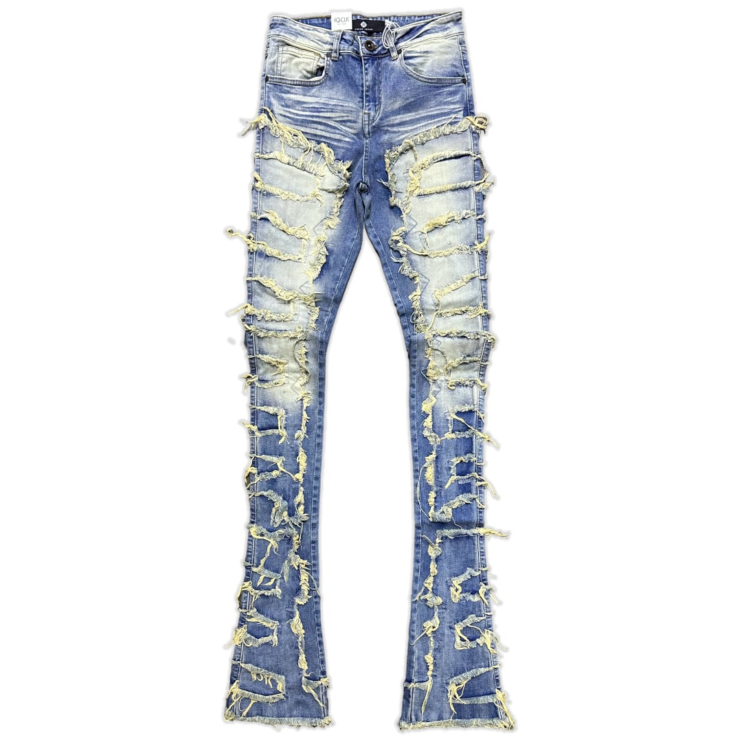 Focus Denim (Blue  Super Skinny Flared Stacked Jean)
