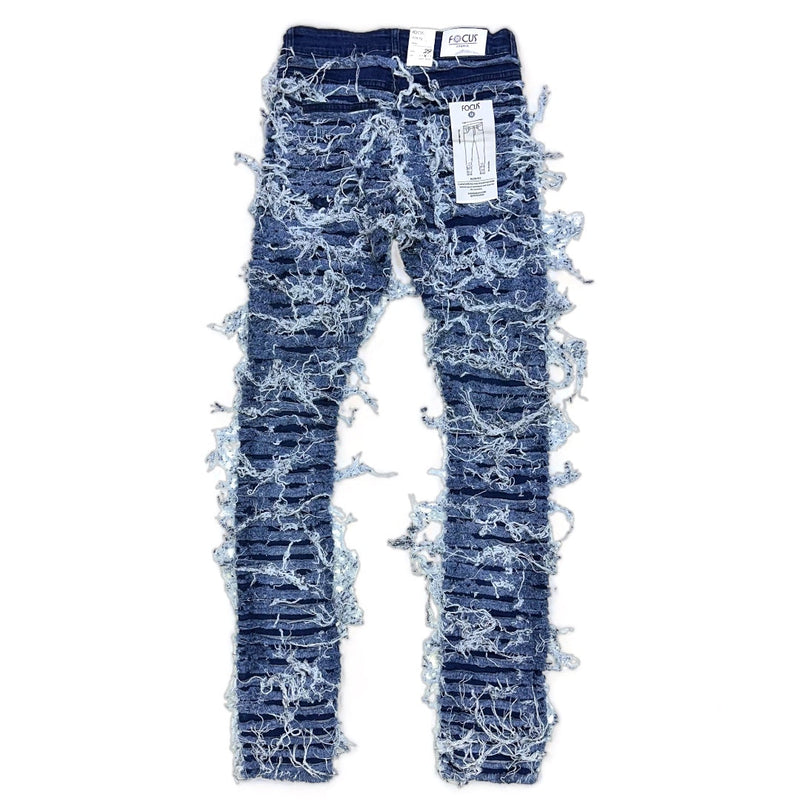 Focus denim (Dark blue ironic flare stacked jean)