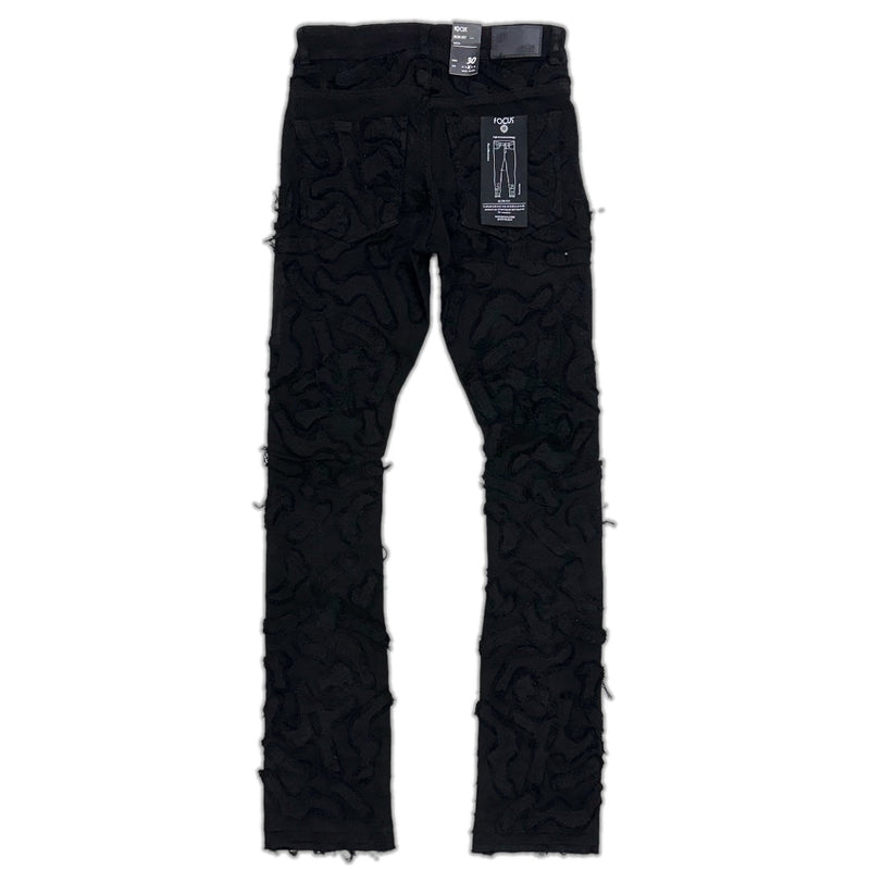 Focus denim (jet black “Cactus art stacked jean)