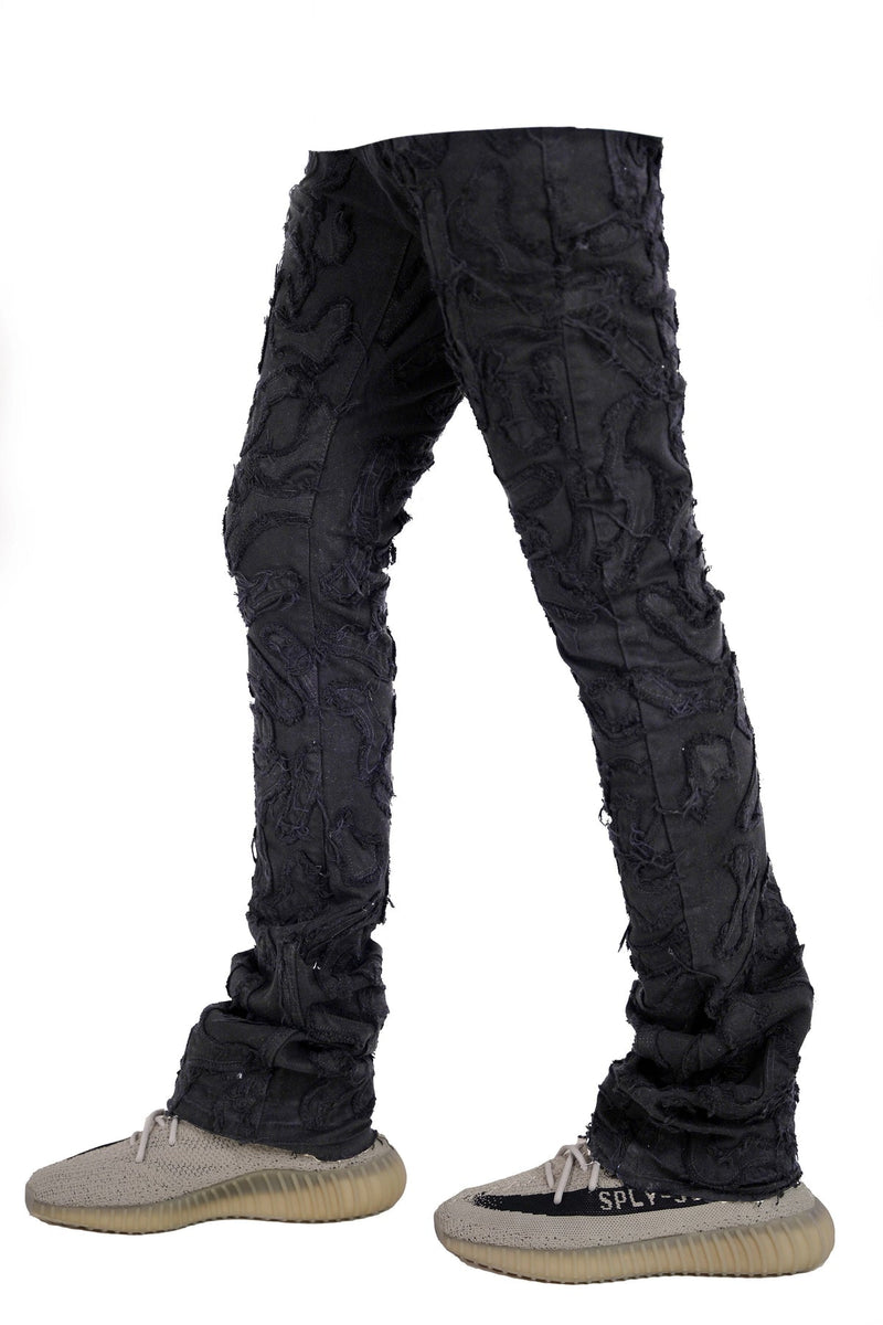 Focus denim (jet black “Cactus art stacked jean)