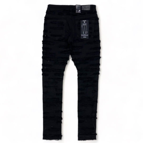 Focus denim (jet black shredded jean)