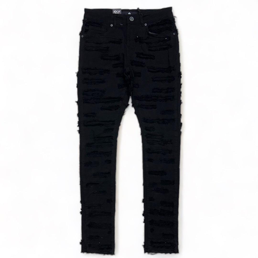 Focus denim (jet black shredded jean)