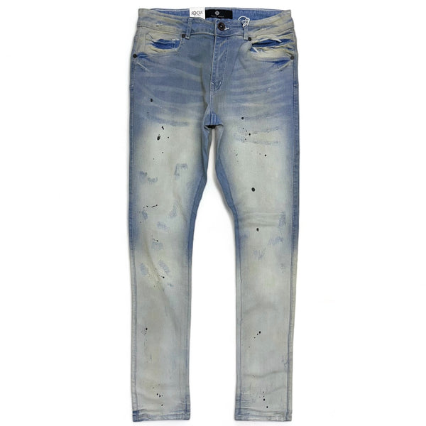 Focus Denim (light blue /black drip stitch jean)