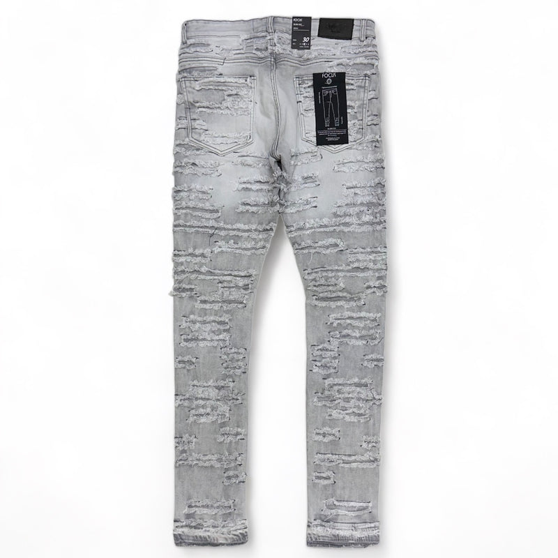 Focus denim (light grey shredded jean)