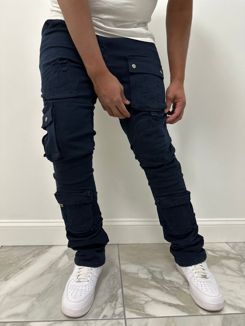 Focus denim (navy cargo stacked jean)