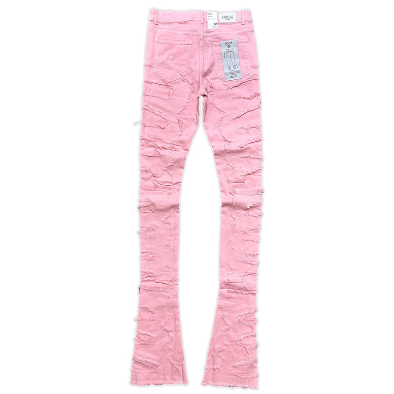 Focus denim (pink super skinny flared stacked jean)