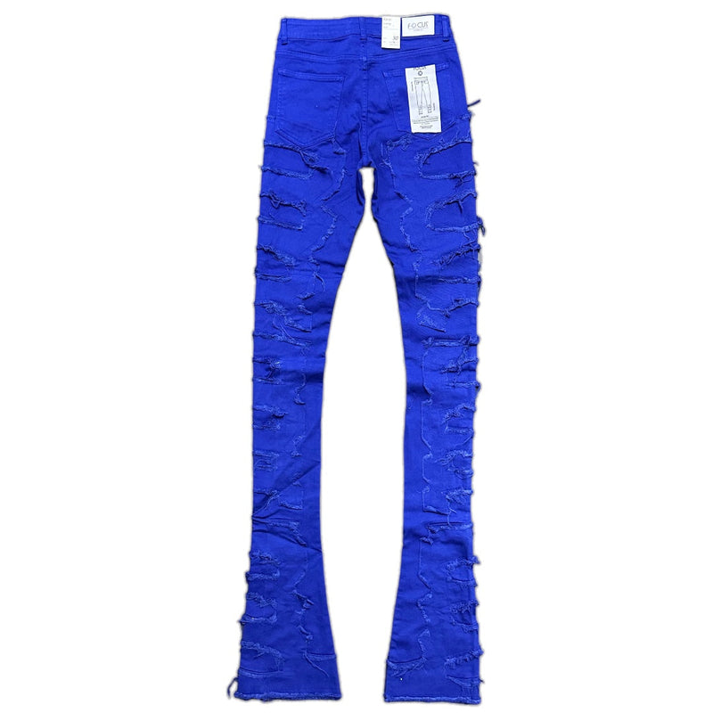 Focus Denim (Royal blue Super Skinny Flared Stacked Jean)