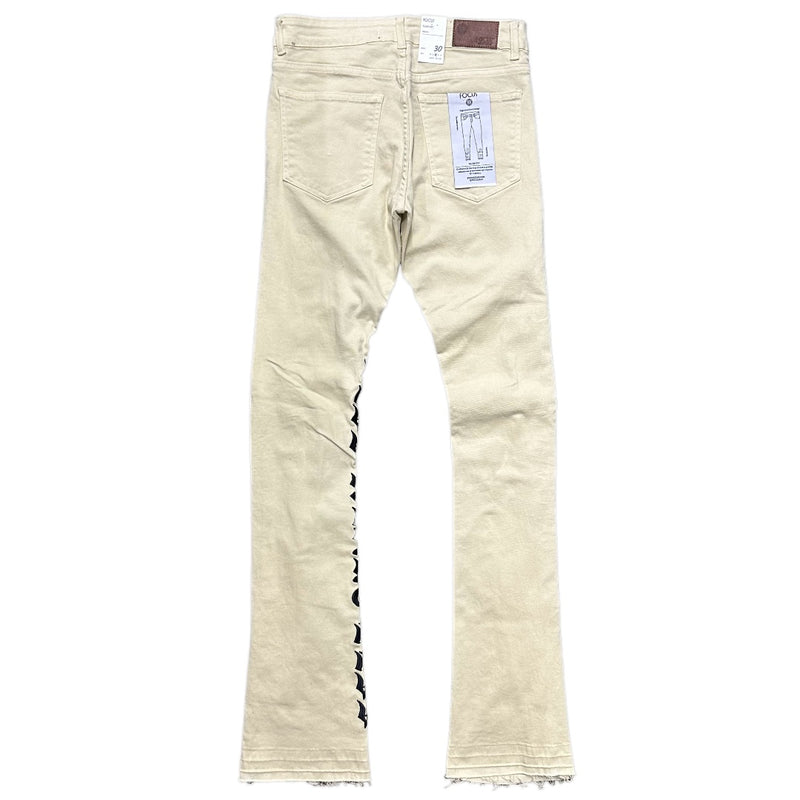 Focus denim (tan /black skinny heartless stacked jean)