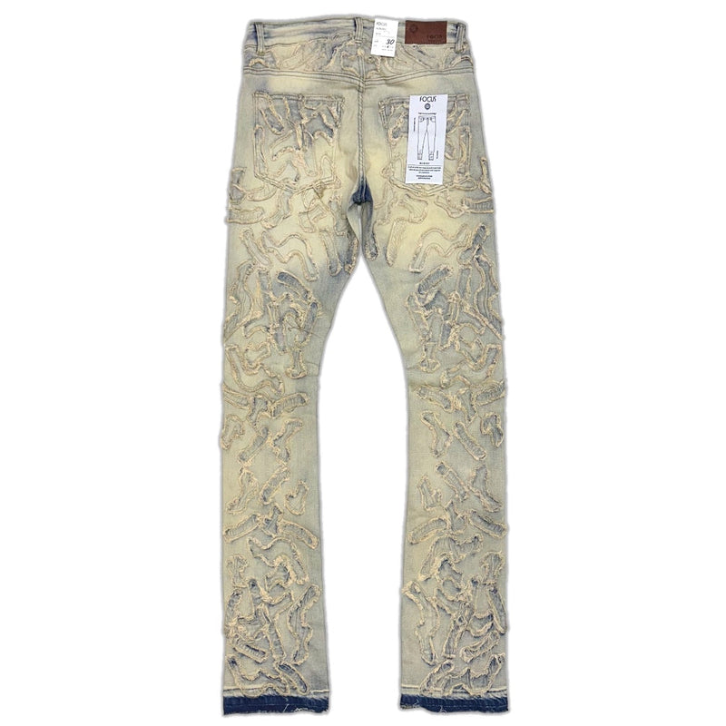 Focus denim (Tan wash “Cactus art stacked jean)