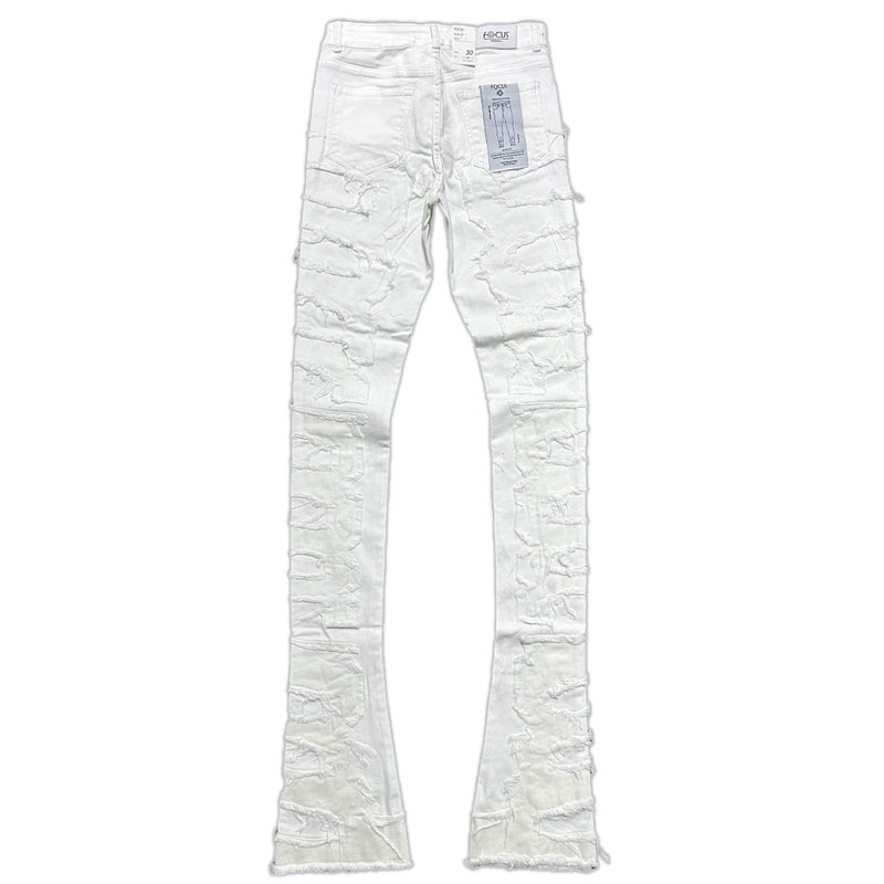 Focus Denim (White Super Skinny Flared Stacked Jean)